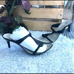 Farritx leather t-strap sandal slip heel